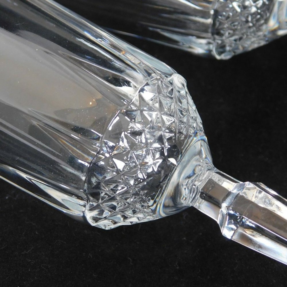 Set of 2 Cut Crystal Champagne Flutes 8.5 in tall Hexagonal Stem Brilliant Cut - Picture 3 of 9